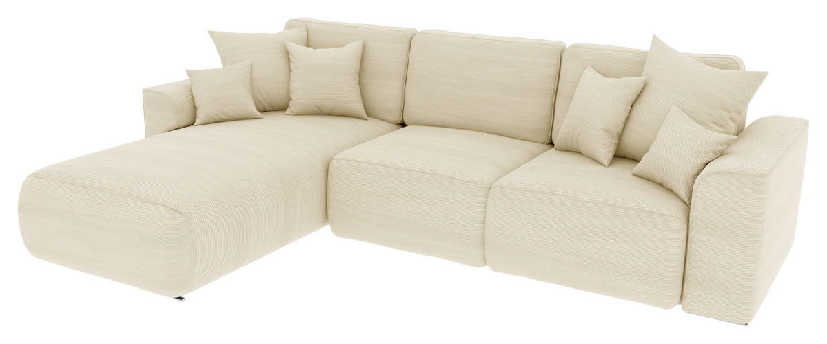 ECKSOFA in Cord Beige  - Chromfarben/Beige, Konventionell, Kunststoff/Textil (195/293cm) - MID.YOU