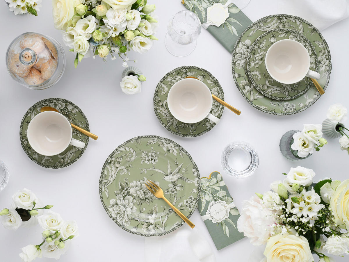 KOMBISERVICE Grün, Weiß Adelaide Grün 20-teilig 4 Personen  - Weiß/Grün, Basics, Keramik - Creatable