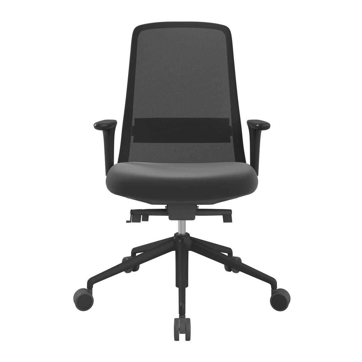 DREHSTUHL Lederlook Schwarz  - Schwarz, MODERN, Kunststoff/Textil (70/103-115/70cm)