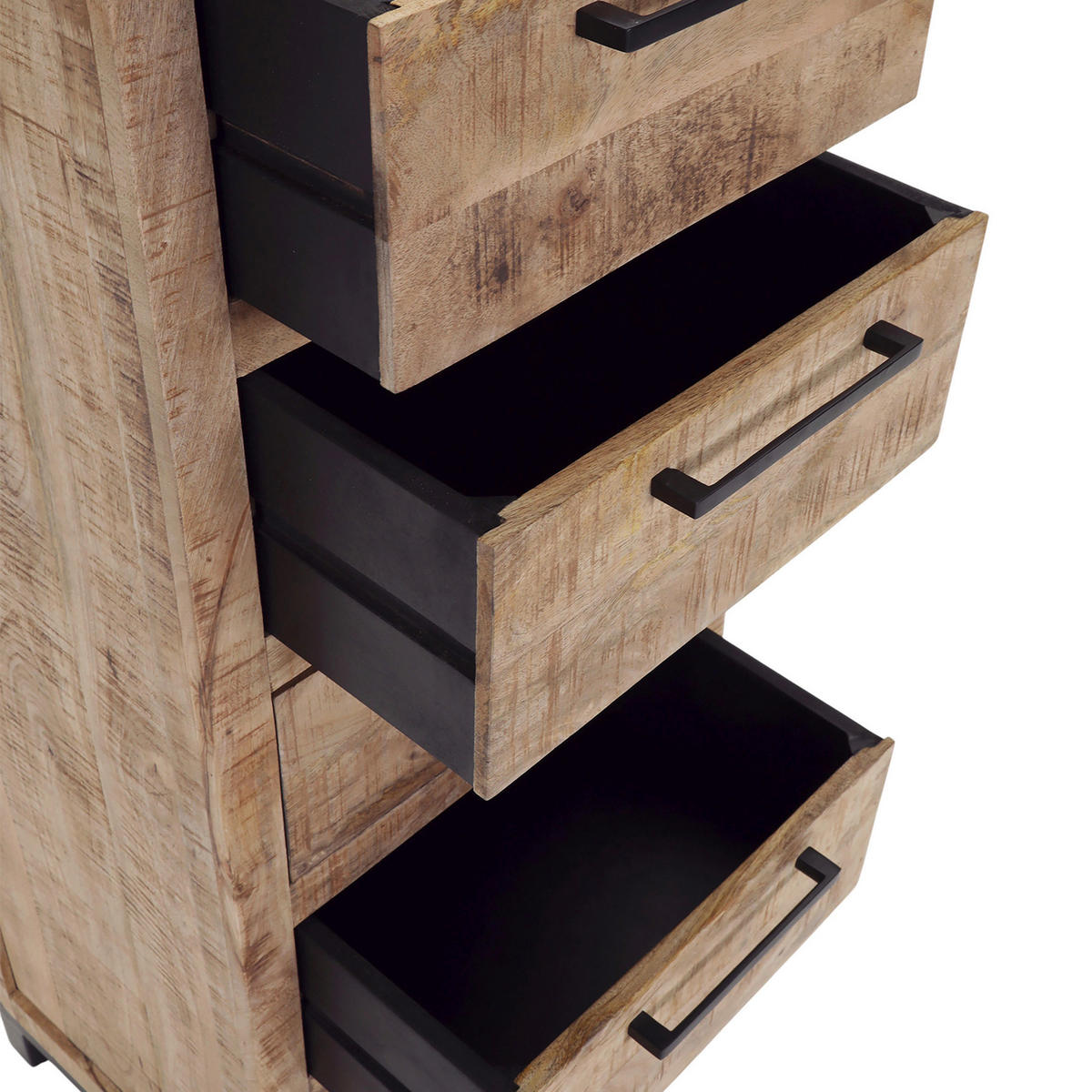 KOMMODE RIO, 50/120/40 cm, 5 Schublade(n)  - Schwarz/Naturfarben, Design, Holz/Metall (50/120/40cm) - Landscape
