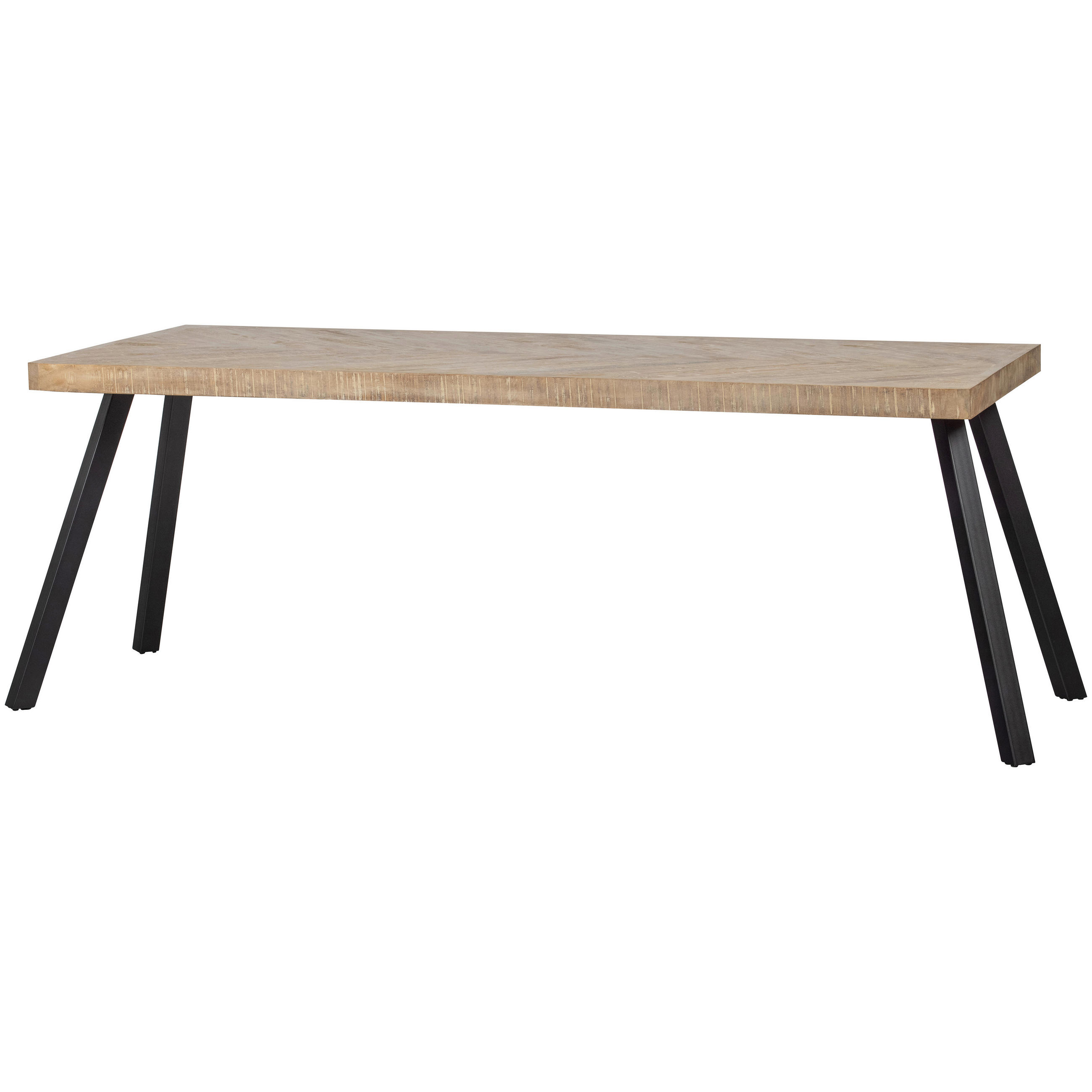 ESSTISCH Mangoholz massiv rechteckig Eichefarben  - Eichefarben/Schwarz, Design, Holz/Metall (180/90/75cm) - Livetastic