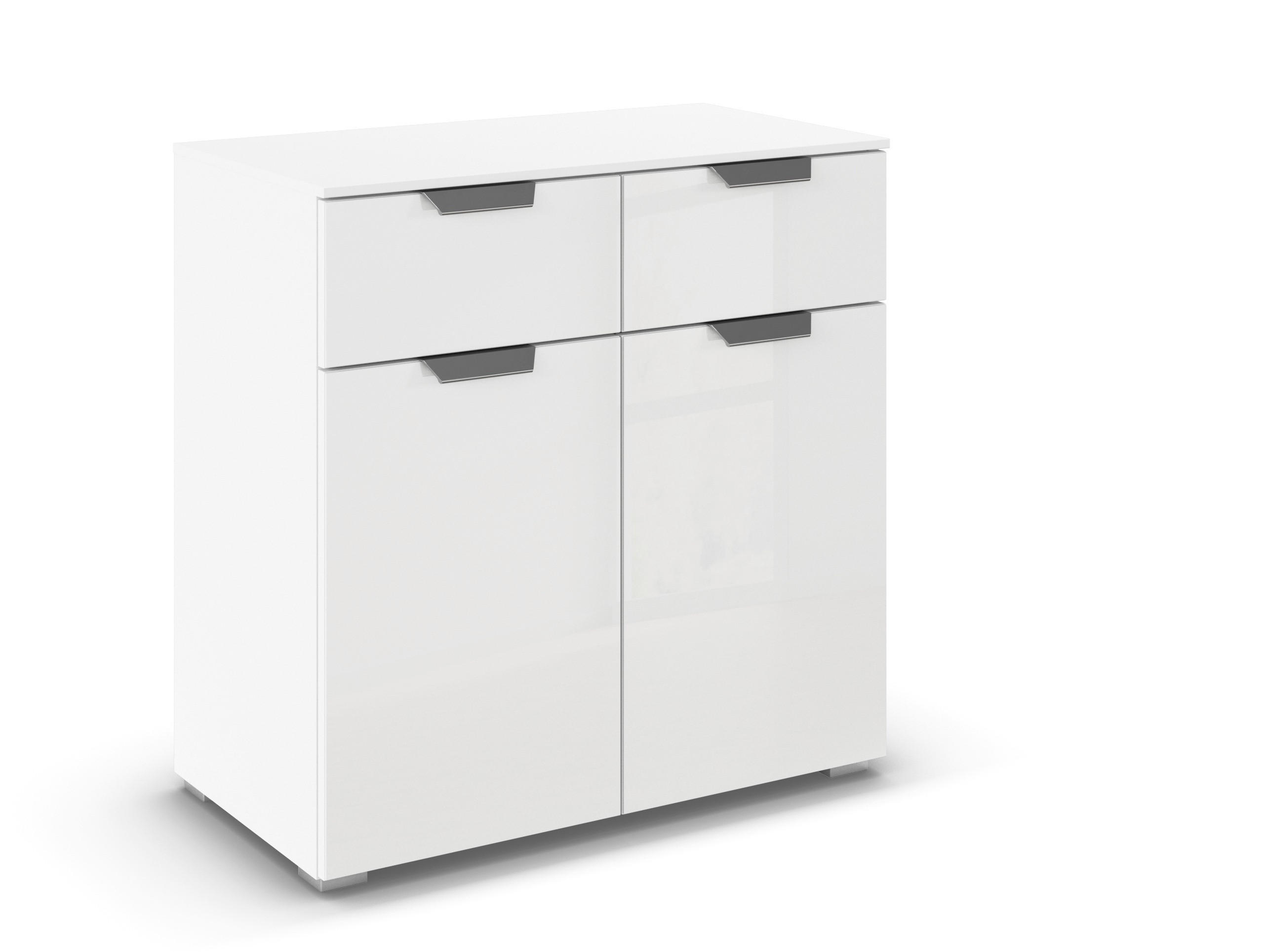 KOMMODE in 80/81/42 cm - Chromfarben/Weiß, Design, Glas/Holzwerkstoff (80/81/42cm) - Carryhome