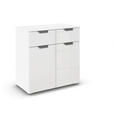 KOMMODE  in 80/81/42 cm  - Chromfarben/Weiß, Design, Glas/Holzwerkstoff (80/81/42cm) - Carryhome