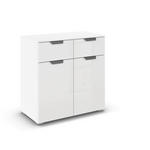 KOMMODE  in 80/81/42 cm  - Chromfarben/Weiß, Design, Glas/Holzwerkstoff (80/81/42cm) - Carryhome