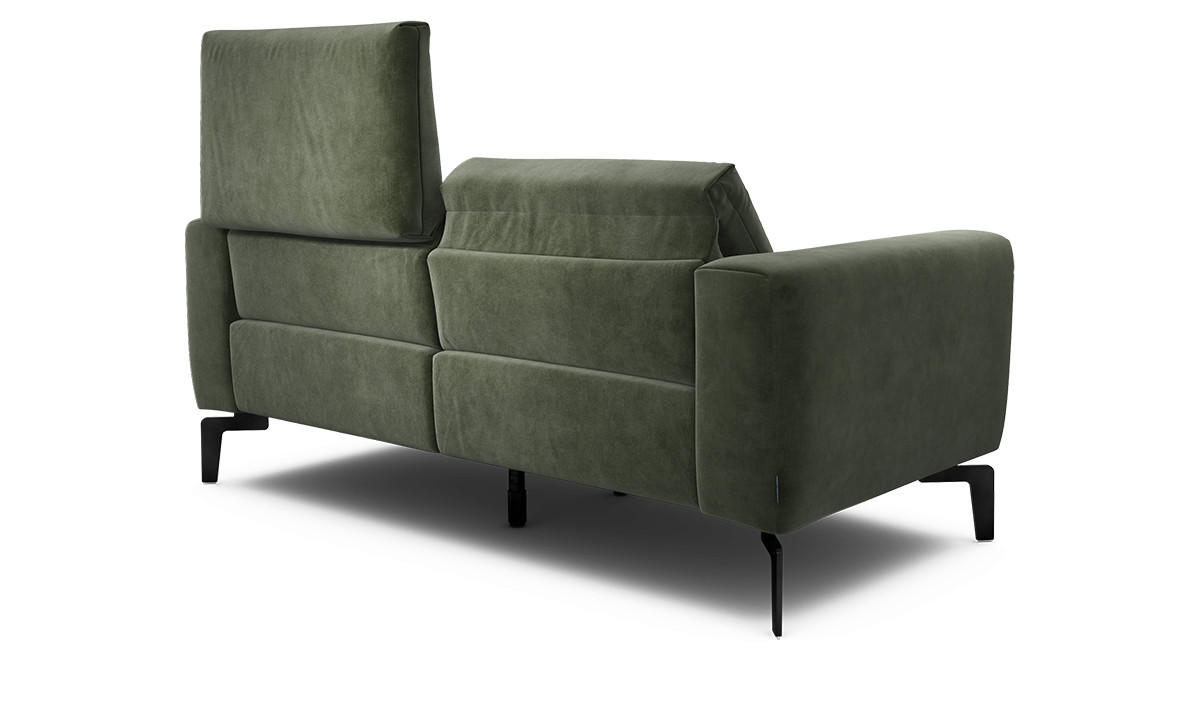 Zweisitzer inkl. Hocker Samt Waldgrün  - Waldgrün/Schwarz, Design, Textil/Metall (180/86/86-94cm) - SENSOO