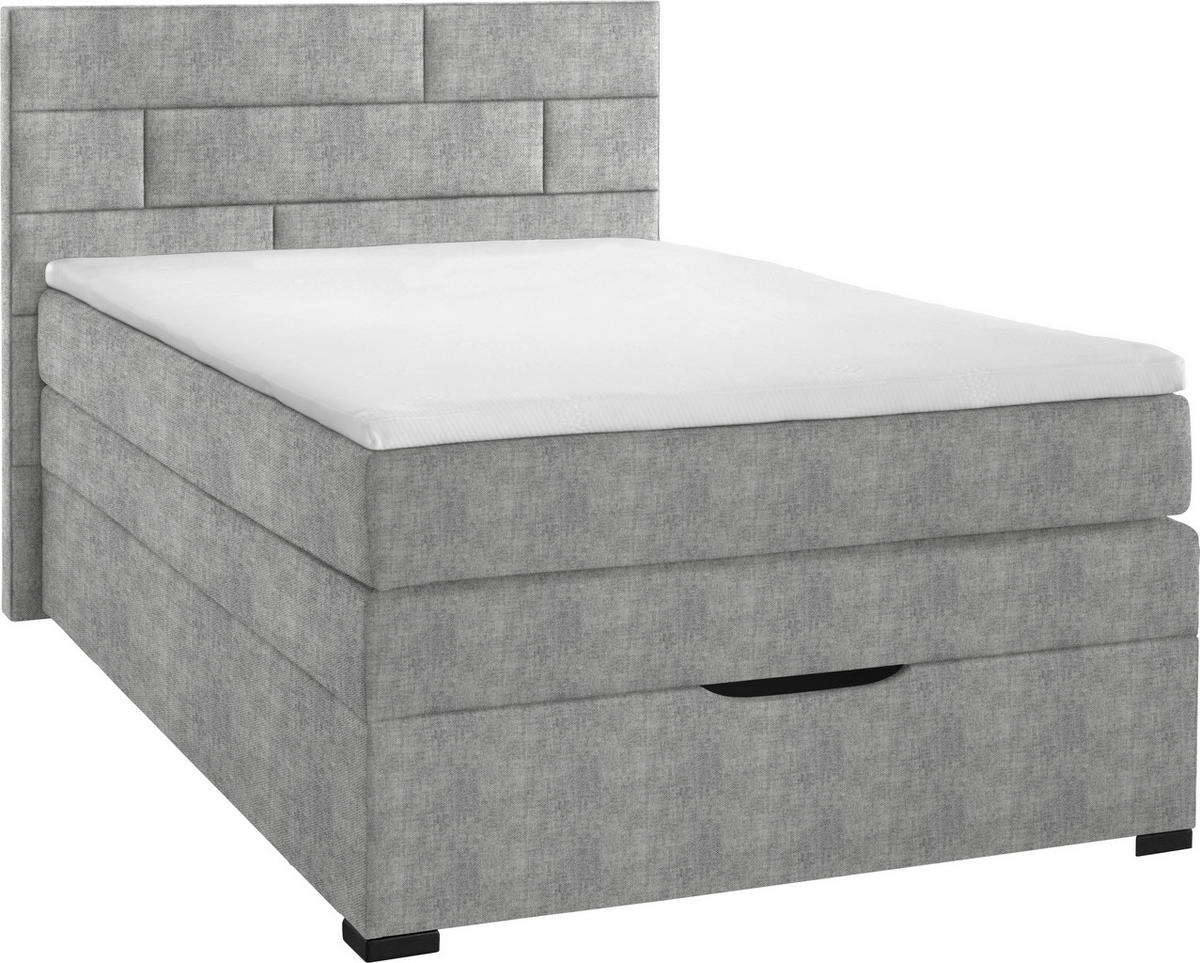 BOXSPRINGBETT 120/200 cm  in Silberfarben  - Wengefarben/Silberfarben, Konventionell, Holz/Textil (120/200cm) - Carryhome