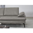 ECKSOFA in Echtleder Hellgrau  - Hellgrau/Schwarz, Design, Leder/Metall (157/325cm) - Dieter Knoll