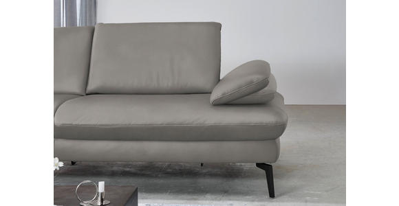 ECKSOFA in Echtleder Hellgrau  - Hellgrau/Schwarz, Design, Leder/Metall (157/325cm) - Dieter Knoll