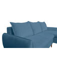 ECKSOFA Blau Chenille - Blau/Buchefarben, KONVENTIONELL, Holz/Textil (244/163cm) - Carryhome