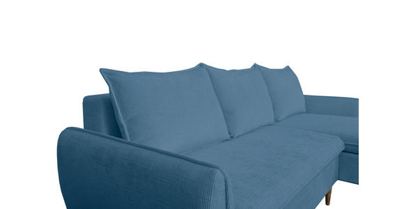 ECKSOFA Blau Chenille - Blau/Buchefarben, KONVENTIONELL, Holz/Textil (244/163cm) - Carryhome