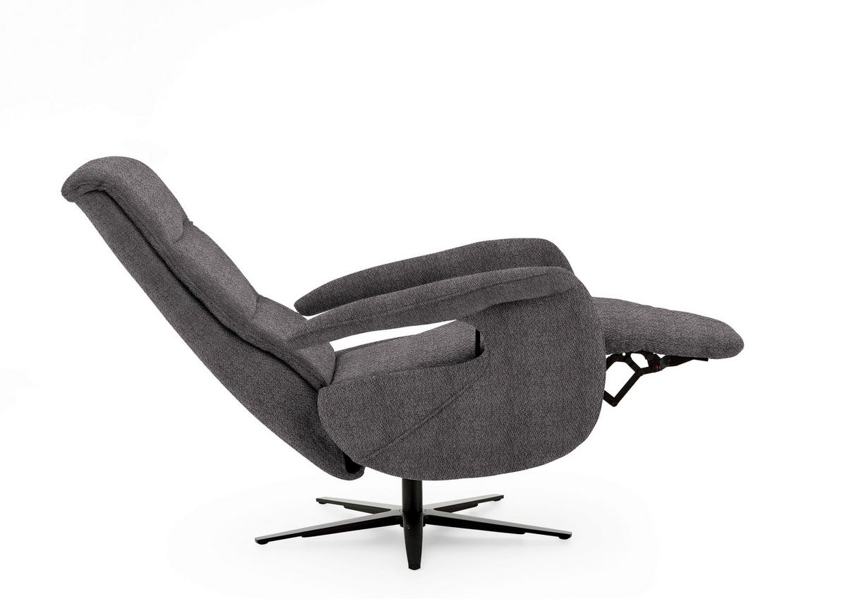 RELAXSESSEL in Textil Anthrazit  - Anthrazit/Schwarz, Design, Textil/Metall (71/112/83-176cm) - Beldomo Style