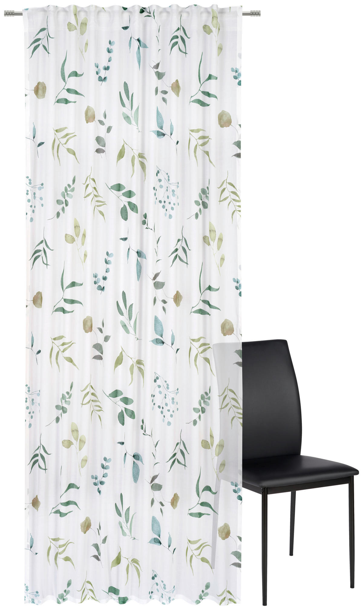 HOTOVÝ ZÁVES, polopriehľadné, 140/255 cm - biela/zelená, Konventionell, textil (140/255cm) - Bio:Vio