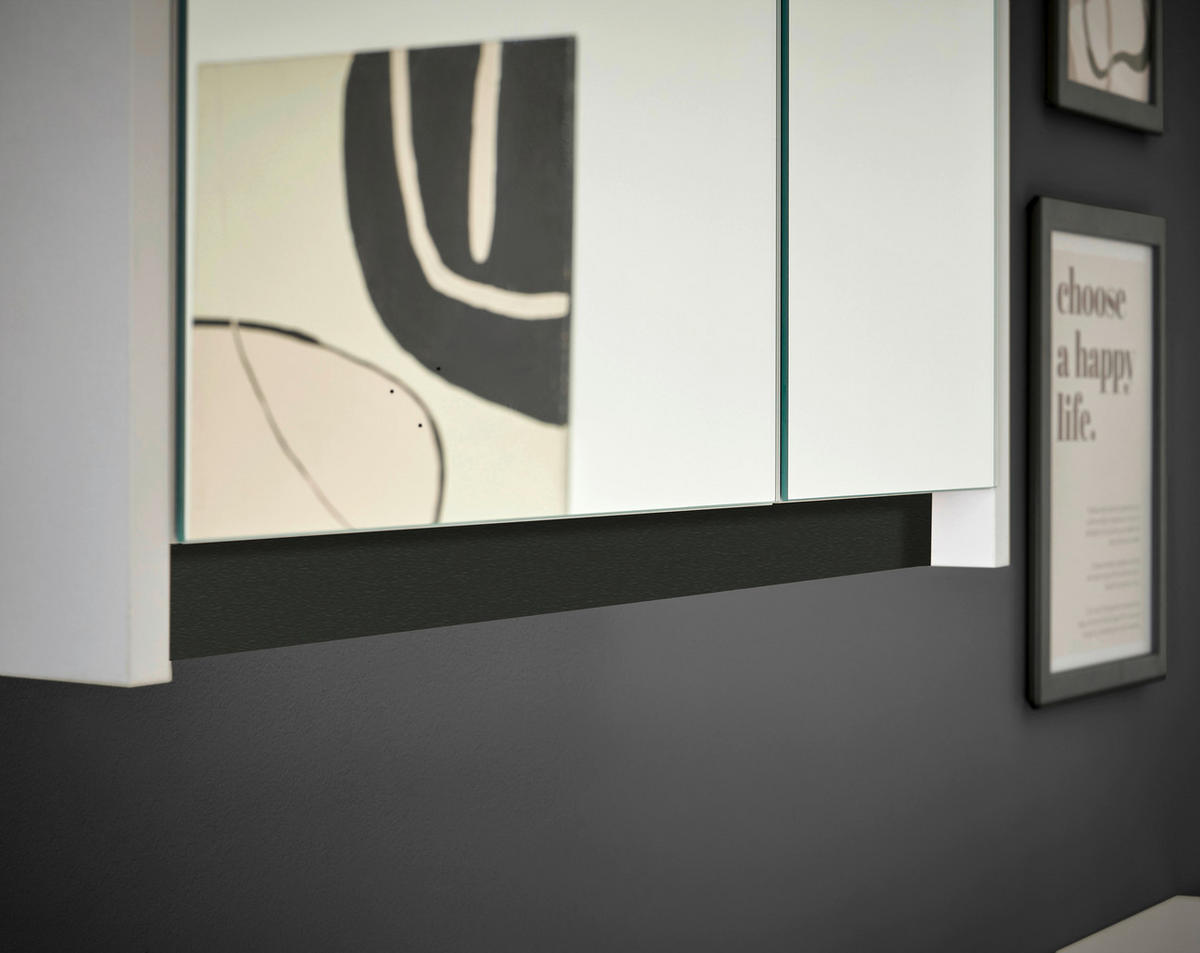 SPIEGELSCHRANK 60/70/20 cm  - Schwarz/Weiß, Basics, Glas/Holzwerkstoff (60/70/20cm) - MID.YOU