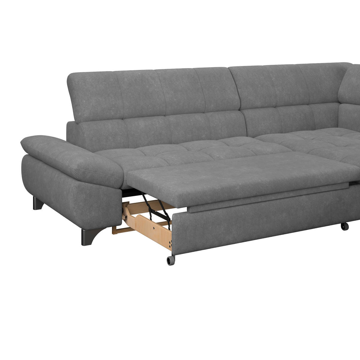 ECKSOFA Anthrazit Chenille  - Chromfarben/Anthrazit, KONVENTIONELL, Textil/Metall (312/234cm) - Livetastic