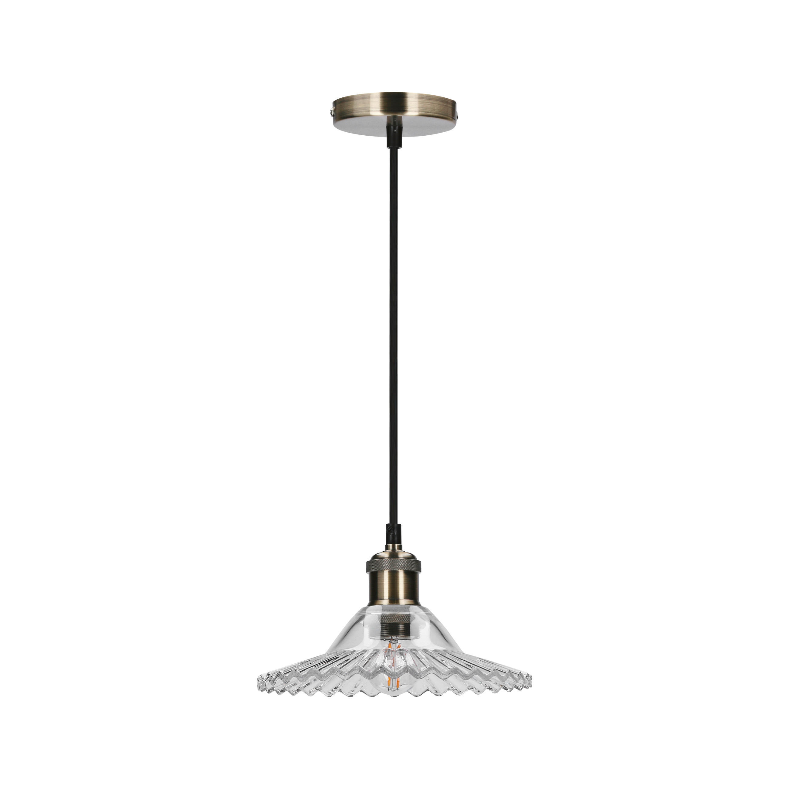 PENDELLAMPA Geneva 21.5/21.5/90 cm  - svart, Klassisk, metall/glas (21.5/21.5/90cm)