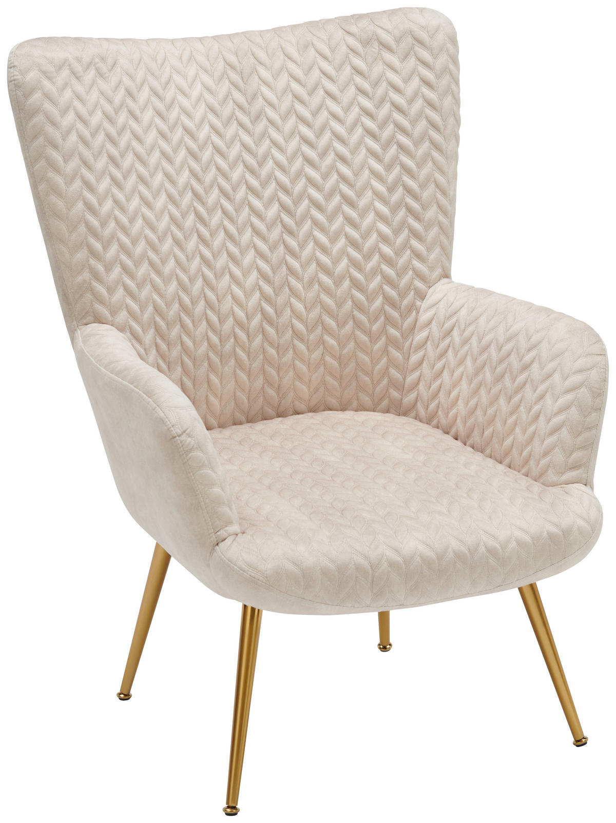 KRESLO UŠIAK, kov, textil, béžová - zlatá/béžová, Design, kov/textil (74/96/83cm) - Ambia Home