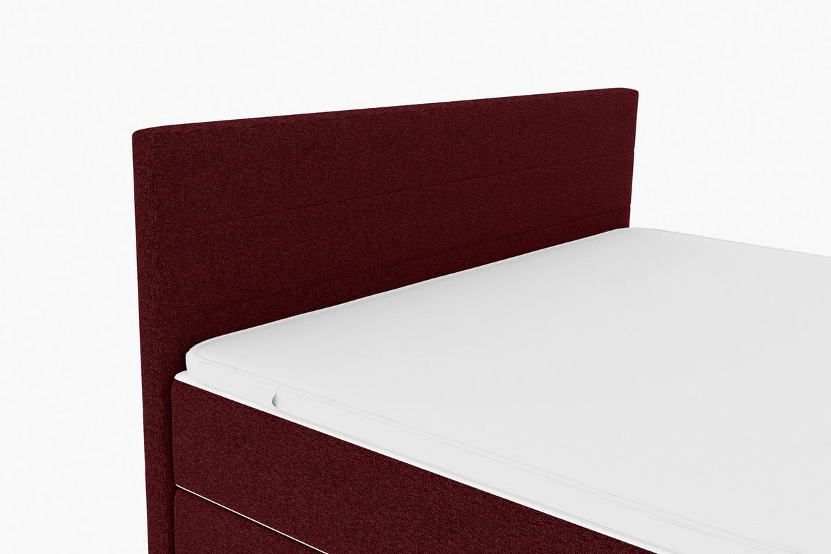 BOXSPRINGBETT 200/200 cm,  in Weinrot, Topper, Matratzen, H3 = fest  - Chromfarben/Weinrot, KONVENTIONELL, Kunststoff/Textil (200/200cm) - Boxxx