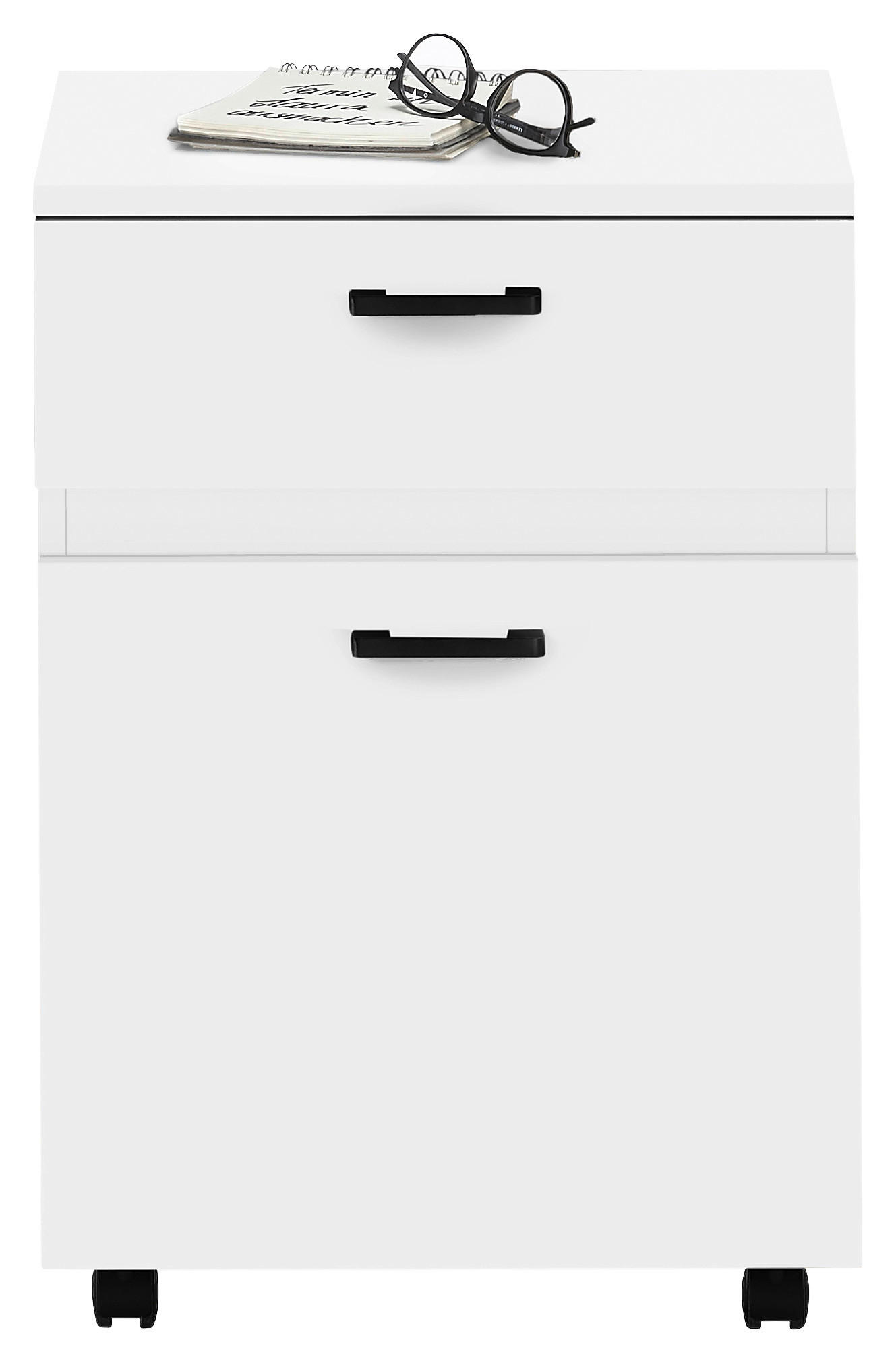 ROLLCONTAINER 45/65/40 cm  - Schwarz/Weiß, KONVENTIONELL, Holzwerkstoff/Metall (45/65/40cm) - Stylife