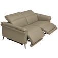3-SITZER-SOFA  in Echtleder Beige   - Beige/Schwarz, Design, Leder/Metall (210/79/104cm) - Belluti