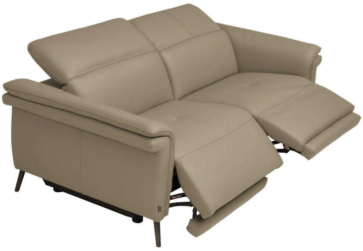 3-SITZER-SOFA Echtleder Beige  - Beige/Schwarz, Design, Leder/Metall (210/79/104cm) - Belluti