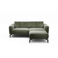 2,5-Sitzer inkl. Hocker Samt Waldgrün  - Waldgrün/Schwarz, Design, Textil/Metall (220/86/86-94cm) - SENSOO