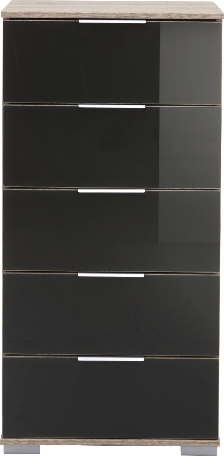KOMMODE  in 49/102/41 cm  - Eichefarben/Alufarben, Design, Glas/Holzwerkstoff (49/102/41cm) - Livetastic