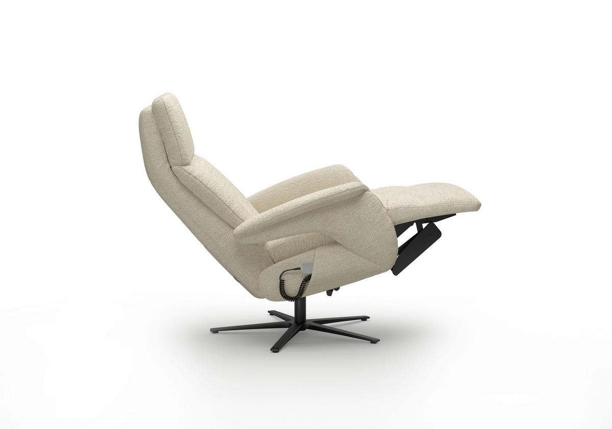RELAXSESSEL TV TRIPLE SEVEN XTRA LARGE XL Chenille Kopfteilverstellung, Fußteilverstellung, Rücken echt    - Sandfarben/Schwarz, Basics, Textil/Metall (86/120/86cm) - Sit & More