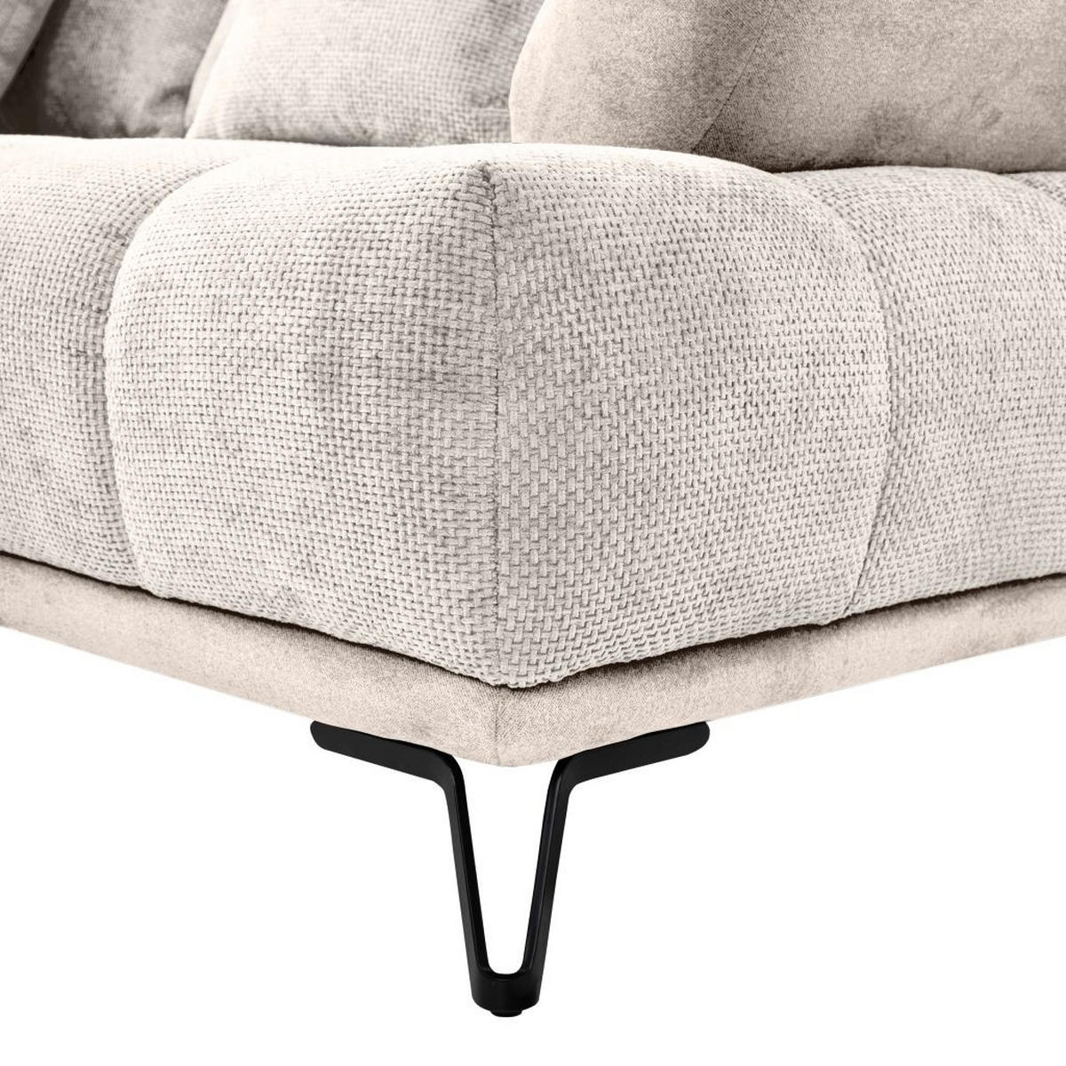 HÖRNSOFFA i chenille beige  - beige/svart, Modern, metall/textil (184/262cm) - MID.YOU