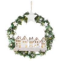 Coroniță Pentru Ușă - verde închis/alb, Lifestyle, plastic/lemn (37cm) - X-Mas