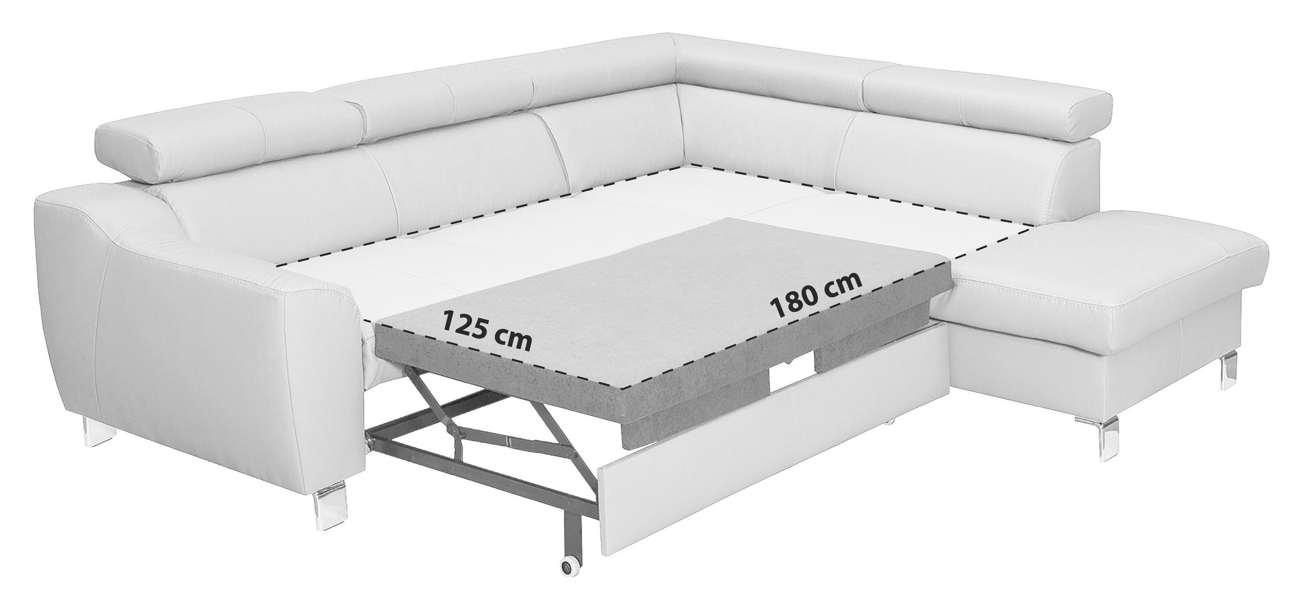 ECKSOFA Beige Echtleder Lederlook  - Chromfarben/Beige, Design, Leder/Textil (245/208cm) - Livetastic