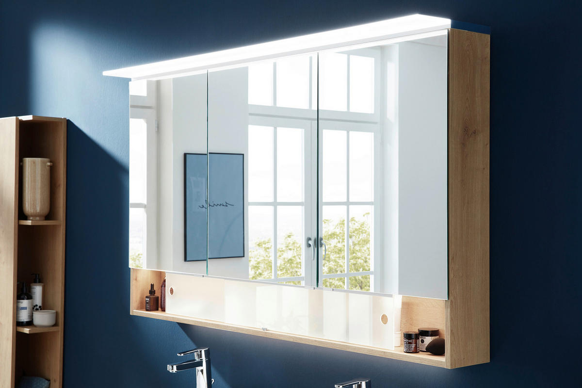 SPIEGELSCHRANK 140/82/15 cm  - Eichefarben, Design, Glas/Holzwerkstoff (140/82/15cm) - Novel