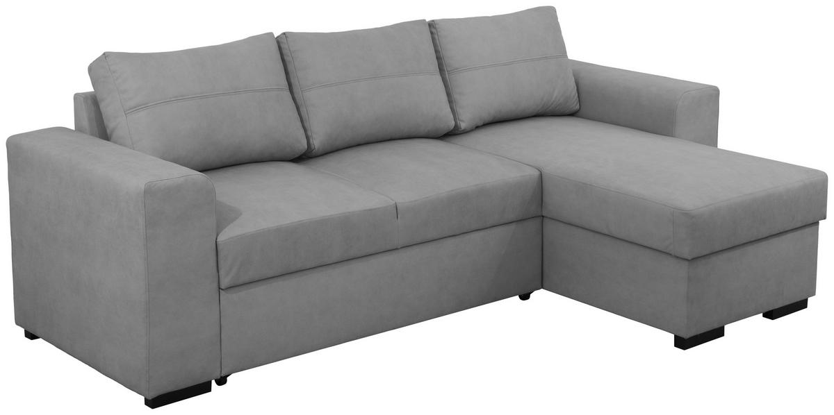 ECKSOFA in Webstoff Hellgrau  - Hellgrau/Schwarz, KONVENTIONELL, Kunststoff/Textil (243/155cm) - Carryhome