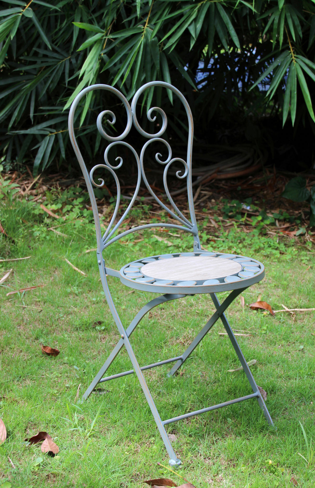 GARTENKLAPPSTUHL-SET in Metall, Keramik Anthrazit, Grau, Beige  - Anthrazit/Beige, Basics, Keramik/Metall (38/91/38cm) - Acamp