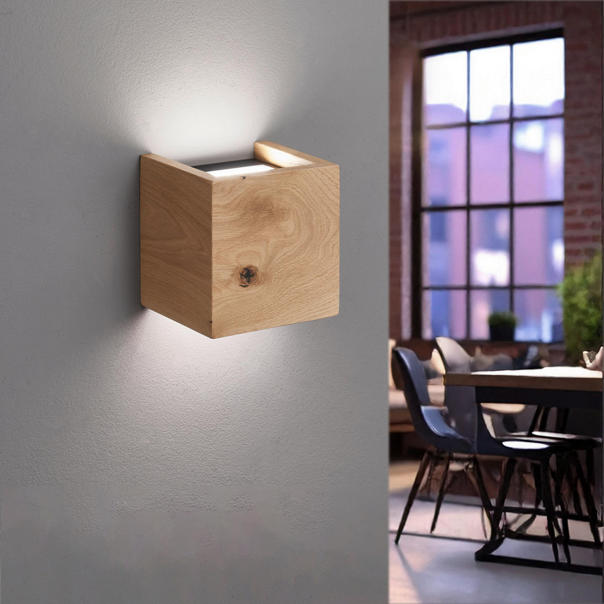 LED-WANDLEUCHTE Selina 14/14/12 cm   - Wildeiche, Natur, Holz (14/14/12cm) - Ambiente