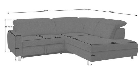 WOHNLANDSCHAFT in Textil Hellgrau - Chromfarben/Hellgrau, Design, Textil/Metall (251/221cm) - Dieter Knoll