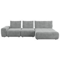 ECKSOFA in Velours Grau  347/174 cm  - Schwarz/Grau, Design, Kunststoff/Textil (347/174cm) - Xora