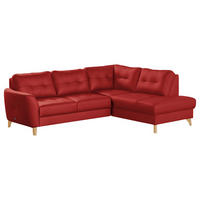 ECKSOFA Lederlook Echtleder Rot  - Buchefarben/Rot, Design, Leder/Holz (236/190cm) - Livetastic