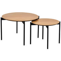 SATZTISCH Metall, Holzwerkstoff  - Schwarz/Naturfarben, Modern, Holzwerkstoff/Metall (70/50/45/42/70/50cm) - MID.YOU