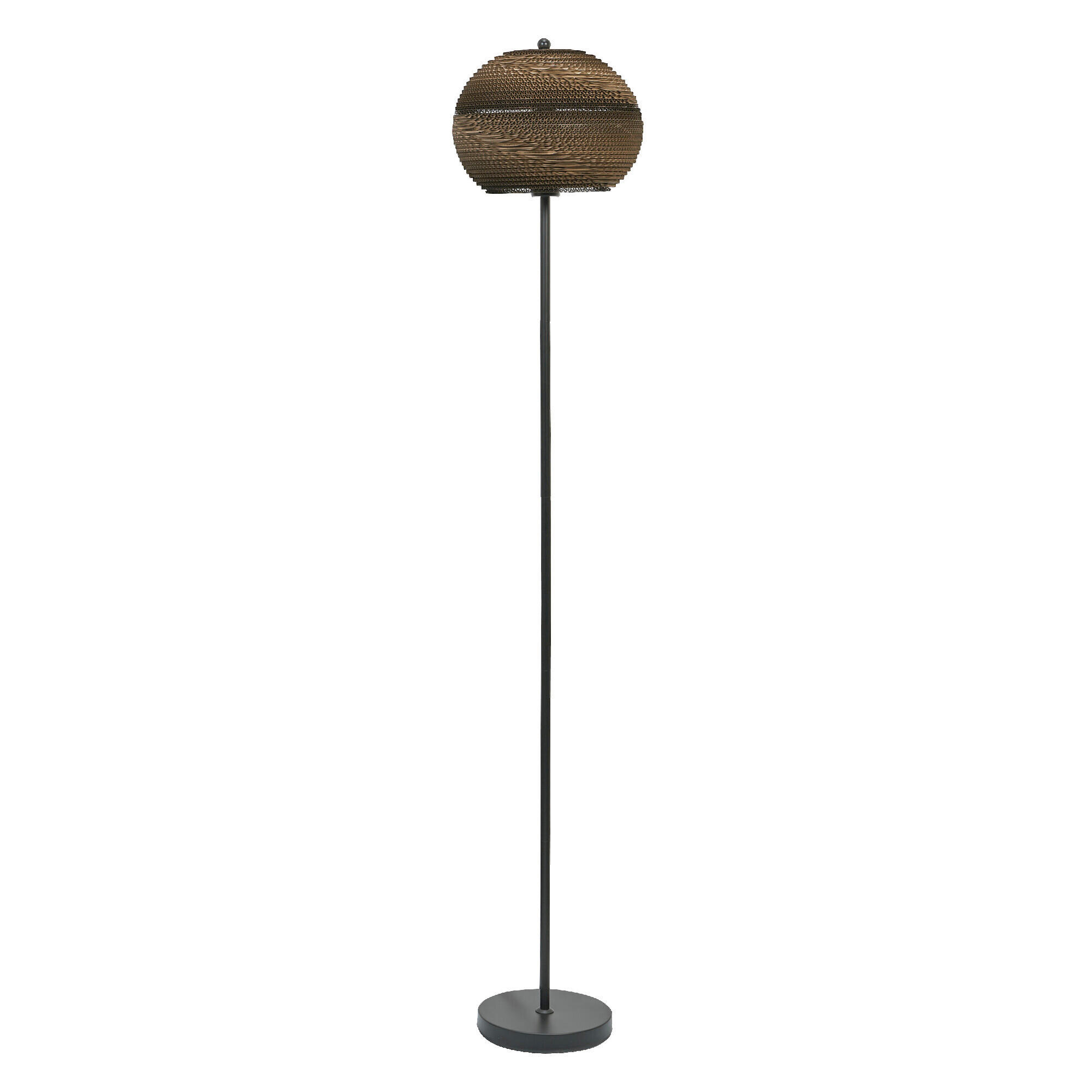 STEHLEUCHTE 30.5/160 cm    - Schwarz/Braun, Natur, Karton/Metall (30.5/160cm) - Osram