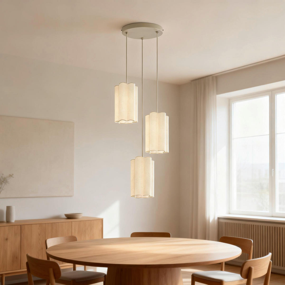 HÄNGELEUCHTE 34/120 cm  - Beige, Trend, Kunststoff/Textil (34/120cm) - Novel