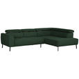ECKSOFA in Struktur Grün  280/205 cm  - Schwarz/Grün, Design, Textil/Metall (280/205cm) - Xora