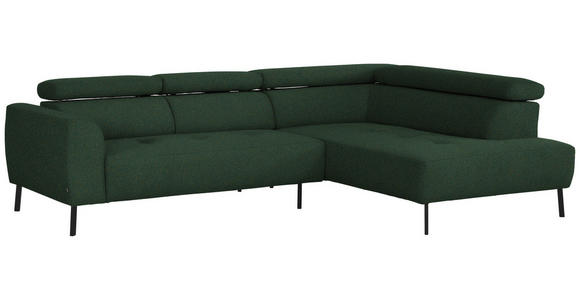 ECKSOFA in Struktur Grün  280/205 cm  - Schwarz/Grün, Design, Textil/Metall (280/205cm) - Xora