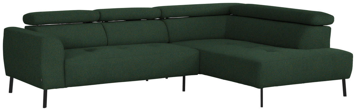 ECKSOFA in Struktur Grün  280/205 cm  - Schwarz/Grün, Design, Textil/Metall (280/205cm) - Xora