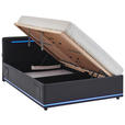 POLSTERBETT 120/200 cm,  in Schwarz, Beleuchtung, Lattenrost, Bettkasten,  - Birkefarben/Buchefarben, Design, Holz/Kunststoff (120/200cm) - Xora