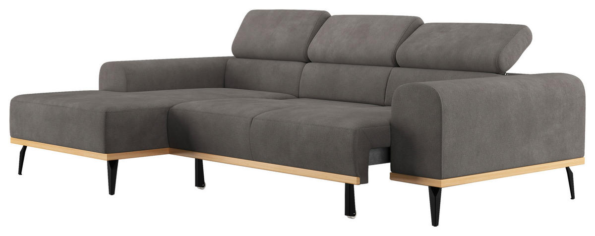 ECKSOFA in Chenille Dunkelgrau  157/244 cm  - Dunkelgrau/Schwarz, KONVENTIONELL, Textil/Metall (157/244cm) - Cotta