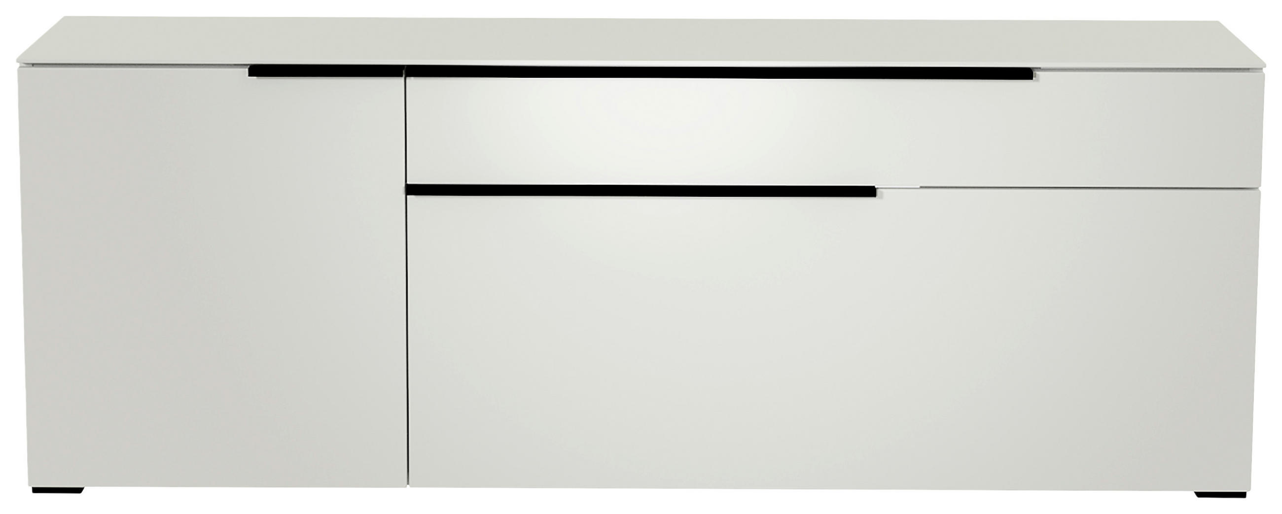 LOWBOARD Schwarz, Weiss  160/58/45 cm  - Weiss/Schwarz, Design, Glas/Holzwerkstoff (160/58/45cm) - Moderano