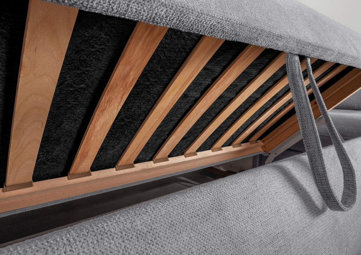 ECKSOFA Flachgewebe Dunkelgrau  - Chromfarben/Dunkelgrau, Modern, Textil/Metall (254/308cm) - Livetastic