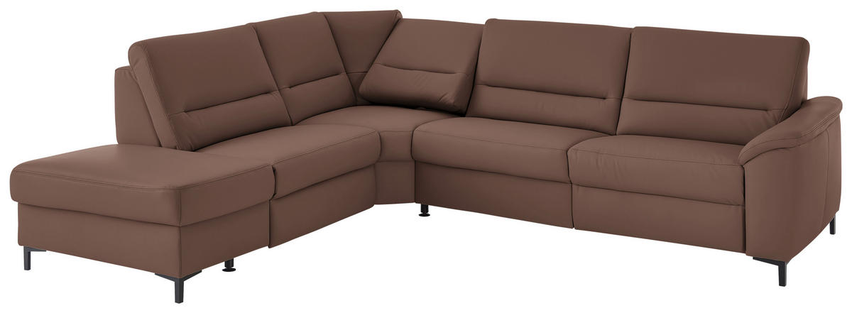 ECKSOFA  in Echtleder Braun  249/290 cm  - Schwarz/Braun, KONVENTIONELL, Leder/Metall (249/290cm) - Beldomo Premium
