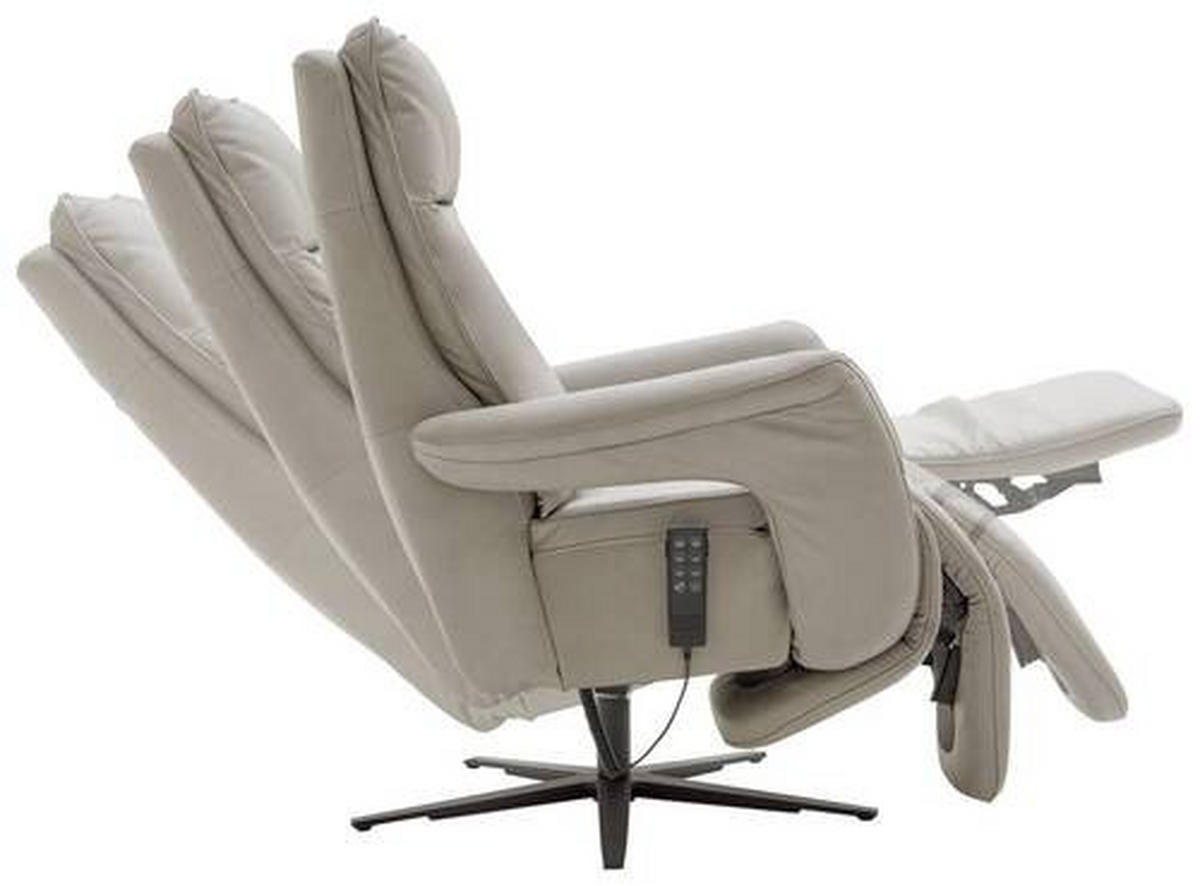 RELAXSESSEL in Leder Hellgrau  - Hellgrau/Schwarz, Design, Leder/Metall (83/116/87cm) - Valdera