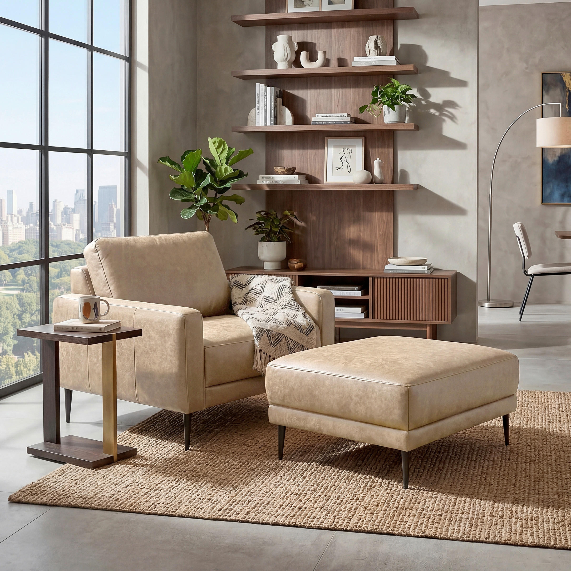 SESSEL 88/85/92 cm  in Lederlook Echtleder Beige  - Beige/Schwarzchrom, Design, Leder/Textil (88/85/92cm) - Livetastic